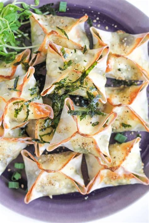 Keep cut wrappers covered with plastic wrap to keep them from drying out too much. 5 Uses For Wonton Wrappers | Wonton appetizer recipes, Wonton recipes, Vegetarian party appetizers