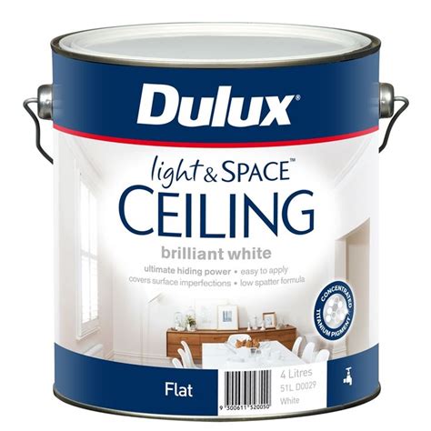 This metallic paint can be used on walls, ceilings, and trim. Dulux 4L Light & Space White Ceiling Paint | White ceiling ...