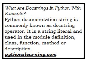 What your function listing 1: docstring python example code step by step | Pythonslearning