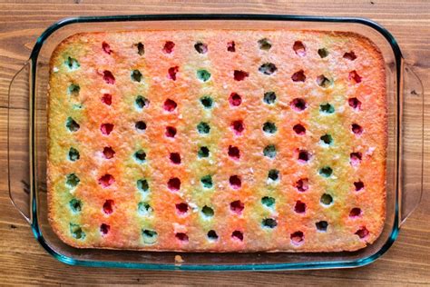 Festive and delicious christmas poke cake. Flag Decorated Jello Poke Cake - Vintage Recipe Tin