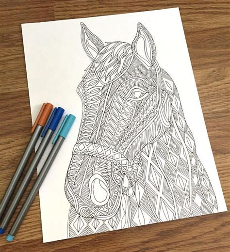 Check spelling or type a new query. Horse - PDF Zentangle Coloring Page - Therapy Coloring - Printable Adult Coloring Page | Horse ...