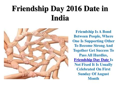 It falls on sunday, 1 august 2021 and most businesses follow regular sunday opening hours. Friendship day date celebrated on 7th august 2016