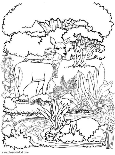 De offici le herfst kleurplaat van woezel. Coloring Page fairy with deer - free printable coloring pages