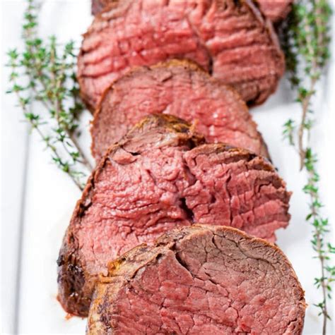 The meat gets its deeply browned exterior in the oven at a single temperature; Roast Beef Tenderloin with Red Wine Sauce - Cooking For My ...