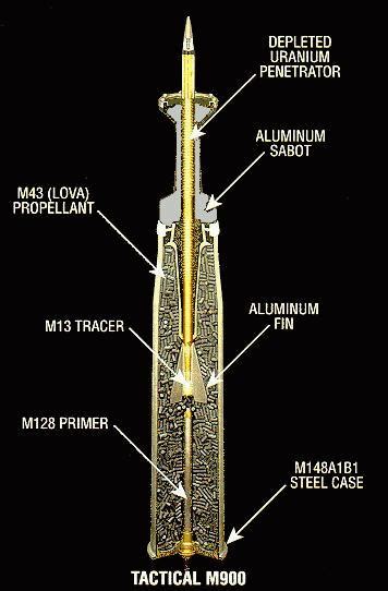 But it is a very heavy substance, 1.7 times denser than lead. M900 105mm APFSDS-T