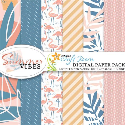 We become your brand ambassador. Summer Vibes Digital Paper Pack - instant download of 6 ...