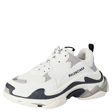 Balenciaga White/Black Leather and Mesh Triple S Platform ...
