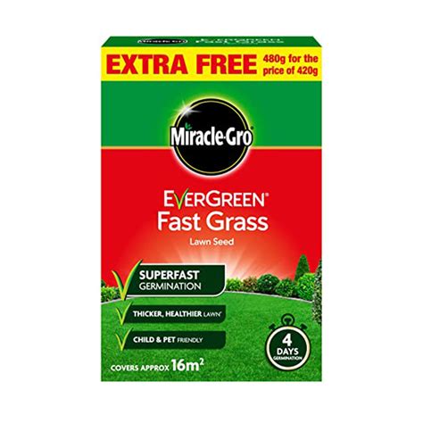 (they're $$ to use on a large lawn). Miracle-Gro EverGreen Fast Grass Lawn Seed 16m2 (480g) - Dundonald Nurseries Gardening Shop