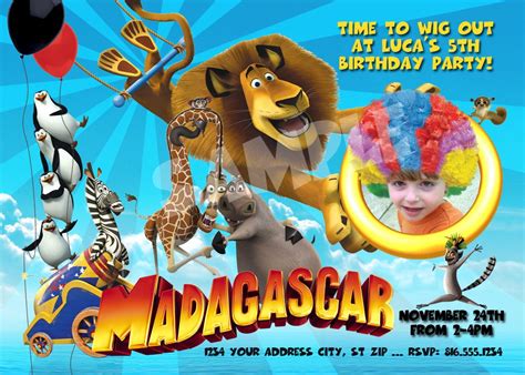 Happy 1st birthday, precious boy! Madagascar 3 Birthday Party Invitation | Madagascar party ...