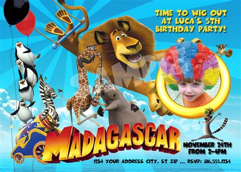 Madagascar parties are a blast because there's so much you can do with them. Madagascar 3 Birthday Party Invitation | Madagascar party ...