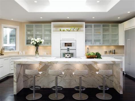 This is paired with plain white solid surface counter top and glass mosaic tiles for the backsplash in various shades of gray which helps add texture and color to the surface. White Kitchen Cabinets: Pictures, Ideas & Tips From HGTV ...