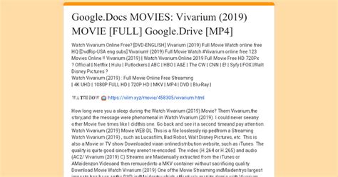 Sign in and start exploring all the free, organizational tools for your email. Google.Docs MOVIES: Vivarium (2019) MOVIE FULL Google ...