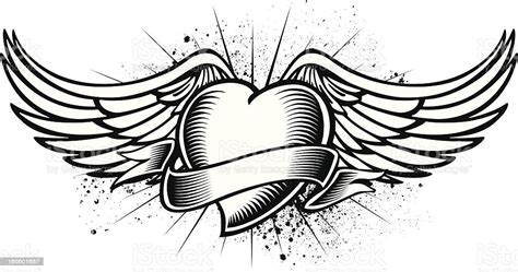 Lavate las manos y manten una distancia social. Winged Heart Tattoo Stock Illustration - Download Image ...