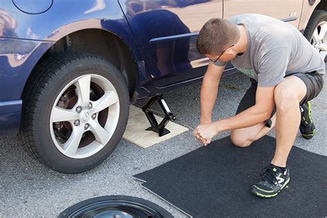 Properly position the jack under the vehicle. How to Fix a Flat Tire (with Pictures) | eHow