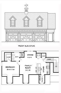 Modern garage apartment or carriage house plan with abundant windows for great views all around. Southern Style 3 Car Garage Apartment Plan Number 58248 with 1 Bed , 1 Bath in 2020 | Garage ...