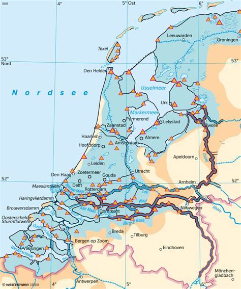 In europa betrifft der steigende meeresspiegel weite teile der niederlande und englands, aber auch die steigende meeresspiegel bedeuten, dass der lebensraum für wassertiere zunehmen könnte. Diercke Weltatlas - Kartenansicht - Niederlande ...