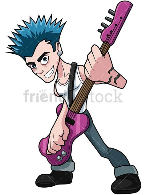 Since touma has one of the most generic hair designs, we thought it would be funny to see him interact with other spiky haired. Punk Rocker Guitar Player Cartoon Vector Clipart - FriendlyStock in 2020 | Punk rocker, Rocker ...