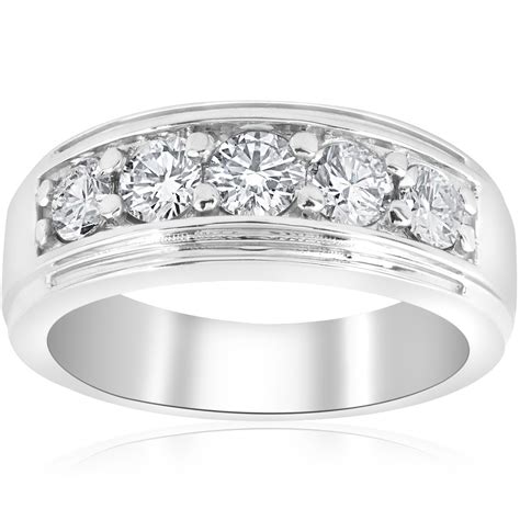 White gold rings are the perfect choice for newly engaged couples in the market for traditional. 1 ct Mens Diamond Five Stone Wedding Ring 14k White ...