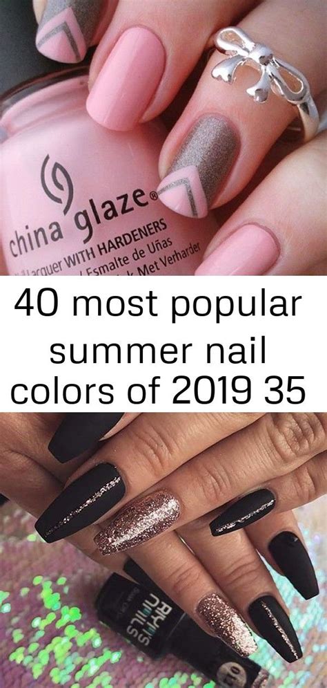 Instead of full coat of black polish, try making small abstract design with a black nail pen for a lighter. 40 most popular summer nail colors of 2019 35 | Summer ...