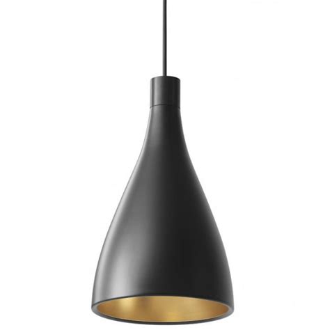 This transitional stem hung pendant comes with swivel canopy allows for installation on sloped ceilings. Swell Narrow Pendant by Pablo | SWEL NRW BLK/BRA | Ceiling pendant, Pendant lighting, Pendants