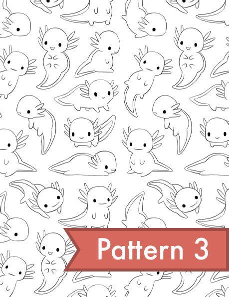 Axolotl chibi kawaii drawings easy drawings character drawing character design tier doodles an axolotl is an aquatic salamander related to tiger salamanders. Printable Axolotl Wrapping Paper / Scrapbook by ...