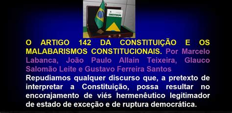 Obviamente o programa acima não está no horizonte daqueles que hoje propõem uma intervenção militar nos termos do artigo 142. Jorge André Irion Jobim: O ARTIGO 142 DA CONSTITUIÇÃO E OS ...