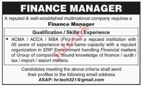 Manages cash and increases the profitability of an organization by working on periodic liquidity requirement. Finance Manager Jobs 2020 in Karachi 2020 Job ...