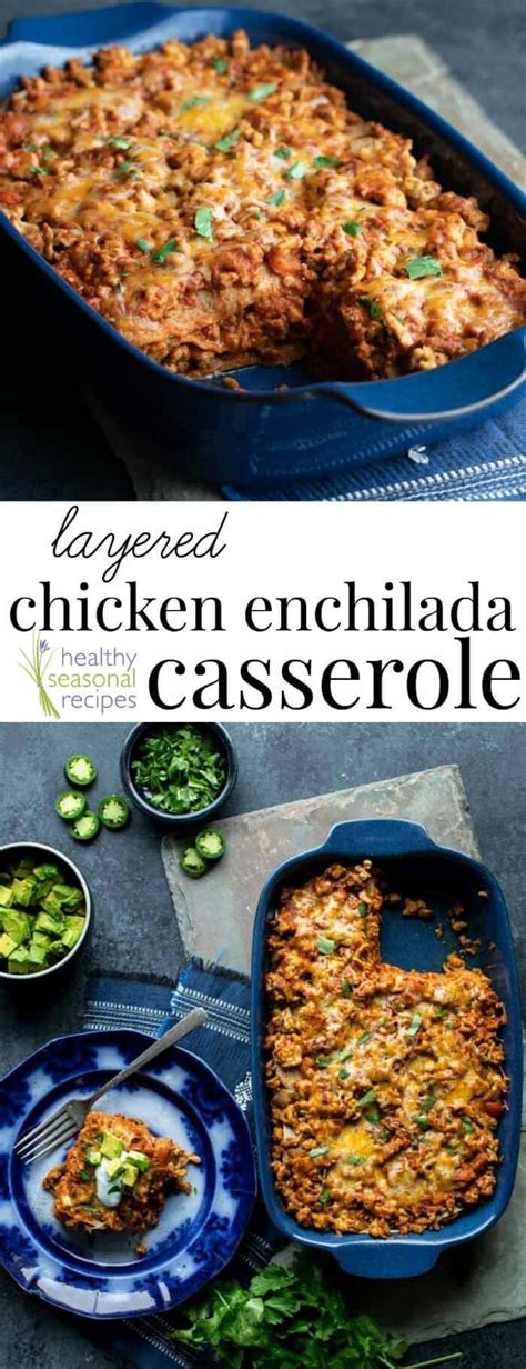 Begin by spraying a 9 x 13 inch baking dish with non stick cooking spray. layered chicken enchilada casserole | Recipe | Chicken ...