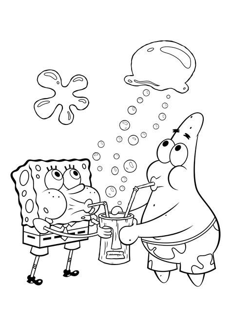 Поймай слайм игра невероятная крабсбургерная викторина. Раскраска «Губка Боб и Патрик пьют коктейль»