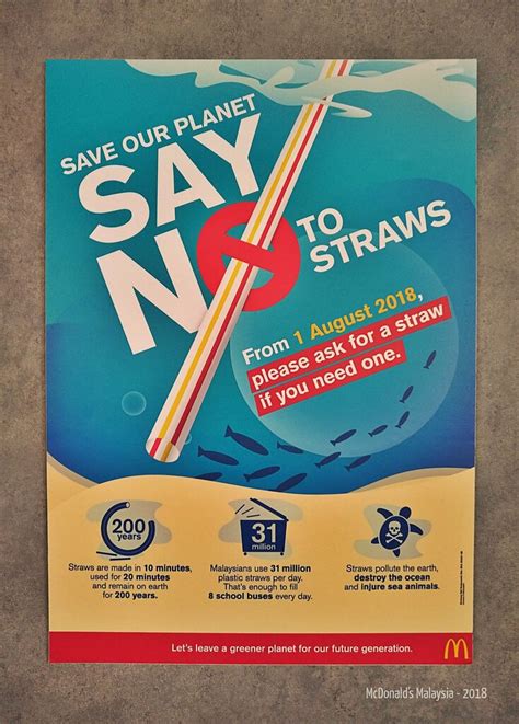 The move was applauded by many and soon, several other restaurants followed suit. Say NO to straws | Say NO to straws by McDonald's Malaysia ...