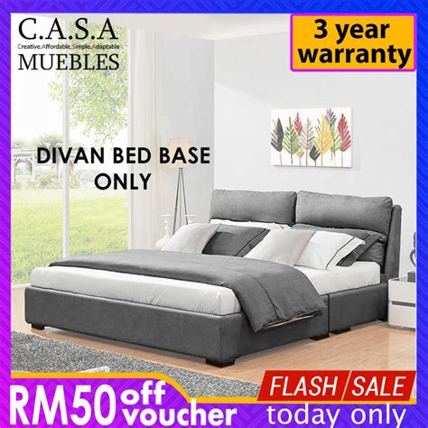 Bahagian kepala ada span kulit putih. CASA MUEBLES: Dowling Divan Queen Size Bed Frame / Katil ...