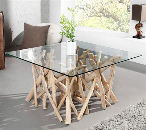 Couchtisch mit ablage und glasplatte. Design Teakholz Couchtisch DRIFTWOOD 80cm mit Glasplatte ...