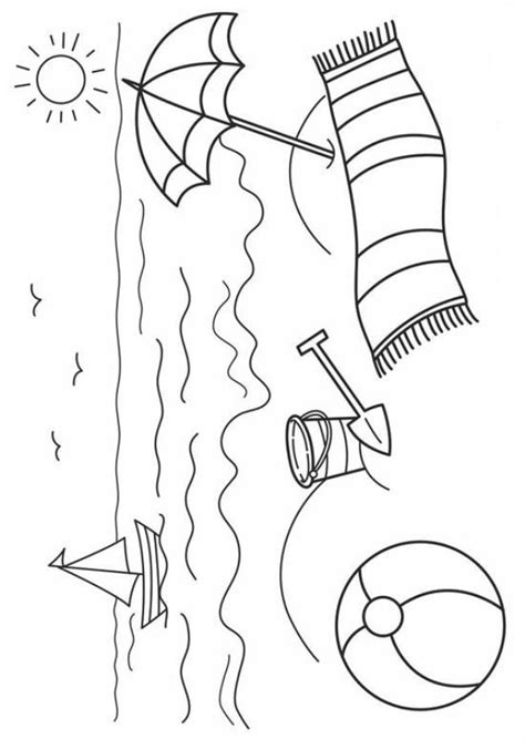 Free coloring pages / outdoor / beach; kleurplaten en zo » Kleurplaat van Strand