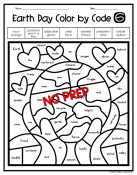 Printable human body coloring page home in pages for kids parts of. Earth Day Coloring Pages Parts of Speech Color by Number ...