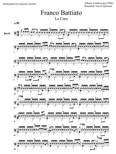 Percorreremo assieme le vie che portano all'essenza. Franco Battiato - La Cura (Drum Sheet Music) | Drums sheet ...