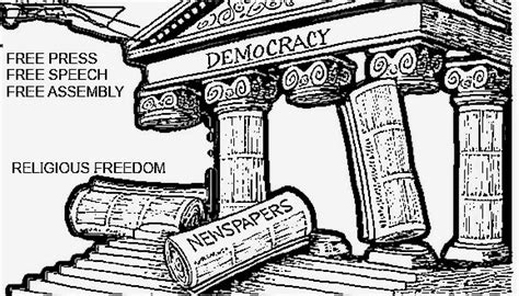 America is crumbling cartoon : A Crumbling Democracy Still In Practice And Press Freedom