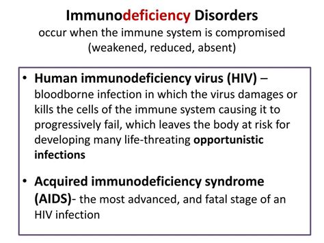 Immunodeficiency or immunocompromise is a state in which the immune system's ability to fight infectious disease and cancer is compromised or entirely absent. PPT - Functions of the Immune System PowerPoint ...