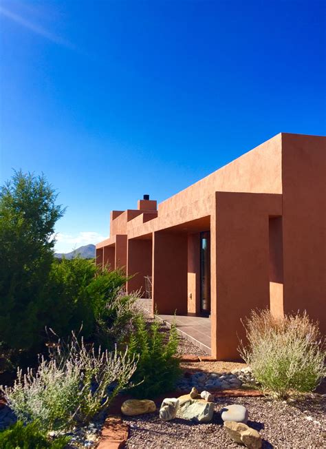 Beautiful santa fe style using eclectic furniture to compliment the architecture. Santa Fe House, New Mexico, Santos Studio. South front with portales. | Architecture, Santos, Studio