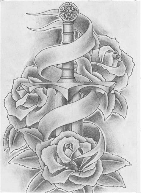 A rose tattoo design with a ribbon wrapping around it, eventually to add words. Rose With Ribbons Drawings - Cliparts.co