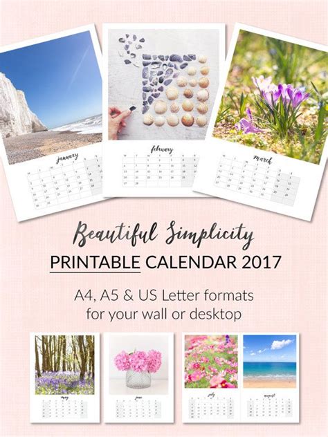 It's also used to manage time so that everything is done before deadlines in a compartmentalized manner. Beautiful Simplicity Printable Calendar 2017 - Nature & Flowers Photo Calendar - pretty pastel ...