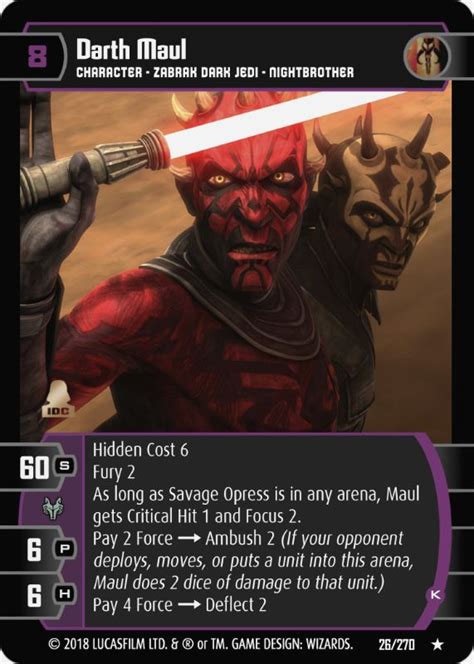 Darth Maul (B) Card - Star Wars Trading Card Game