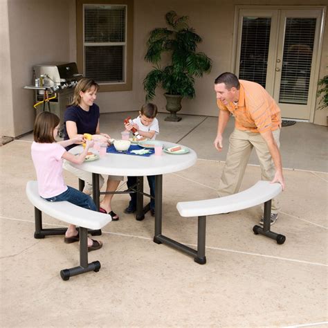 Low price guarantee on all lifetime round tables. Lifetime 260205 44" Round Almond Plastic Picnic Table with ...