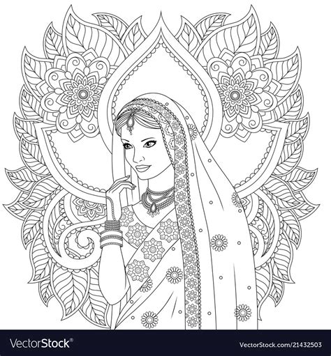 See more ideas about coloring pages, coloring books, indians. Indian girl coloring pages Royalty Free Vector Image