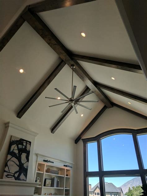 To choose the right size ceiling fan for a room, you'll need to know the square footage of the room. Amazing beams | Family room, Home decor, Ceiling fan