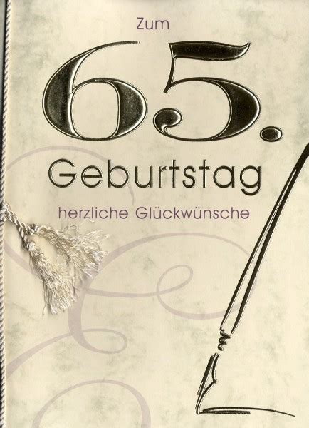 Zum hochzeitstag gratulieren die eheleute einander sowie kinder ihren eltern. Grußkarte Urkunde Zum 65. Geburtstag herzliche Glückwünsche A5 | 1-2-3-geburtstag