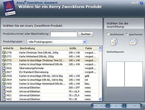 Wählen sie die füllrichtung aus: Avery Zweckform Assistent - Etikettendruckprogramm - Download - CHIP