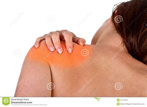 As the muscles in the upper back tend to become elongated as the shoulder round forward, chest muscles may become shortened and tight. Hurting neck and shoulder stock photo. Image of human ...