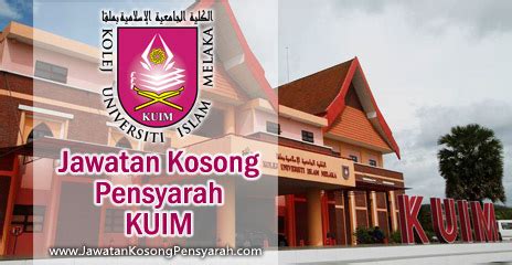Universiti sains islam malaysia (usim) is an emerging islamic university which is fully owned and funded by the malaysian government. Jawatan Kosong Pensyarah Kolej Universiti Islam Melaka ...