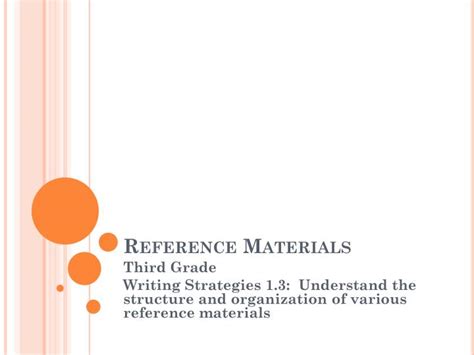 These sources are research tools that provide answers to questions posed writers of academic papers or. PPT - Reference Materials PowerPoint Presentation, free ...