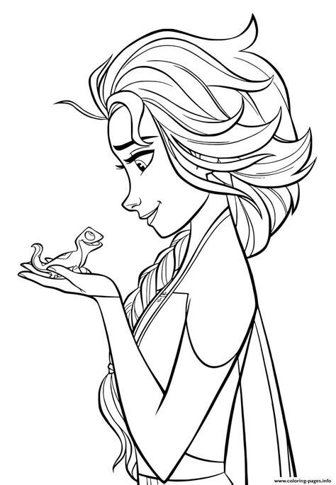 Elsa ist die ältere schwester von anna. Elsa And Lizard Bruni Frozen 2 Coloring Pages Printable